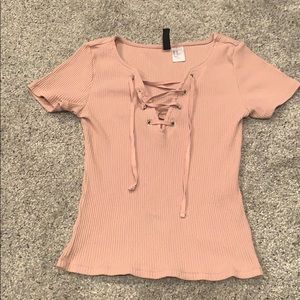 H&M shirt with low V cut and laces